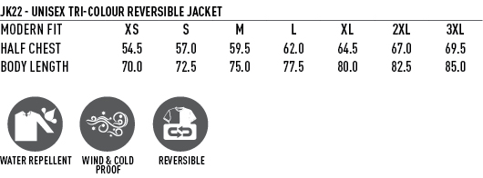 JK22 CASCADE Tri-Colour Contrast Reversible Jacket
