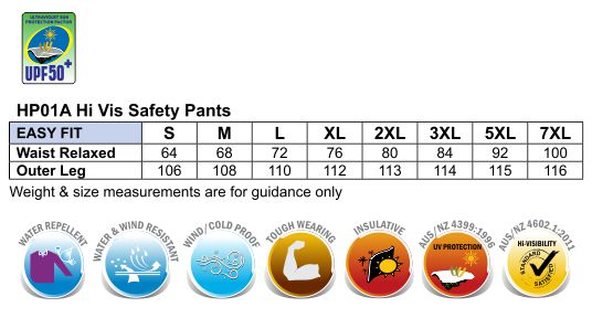  HP01A HI-VIS SAFETY PANTS