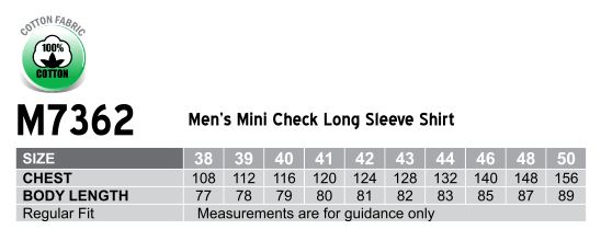 M7362 Men’s Mini Check Premium cotton long sleeve shirt