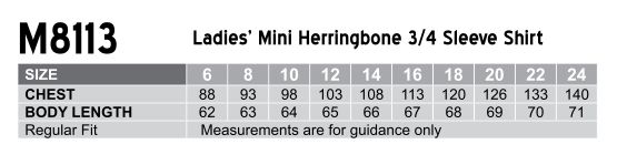 M8113 Women's Mini Herringbone 3/4 Sleeve Shirt