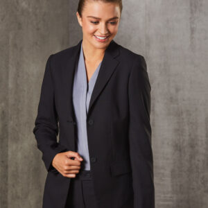 M9206 Women's Poly/Viscose Stretch Two Buttons Mid Length Jacket