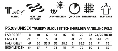 PS209 Unisex Short Sleeve TrueDry® Polo