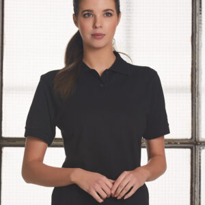 Ladies Tight Pique Knit Short Sleeve Polo