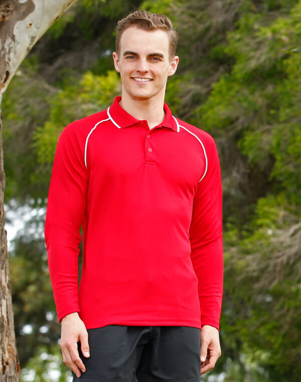 PS43 Mens CoolDry® Long Sleeve Contrast Colour Polo