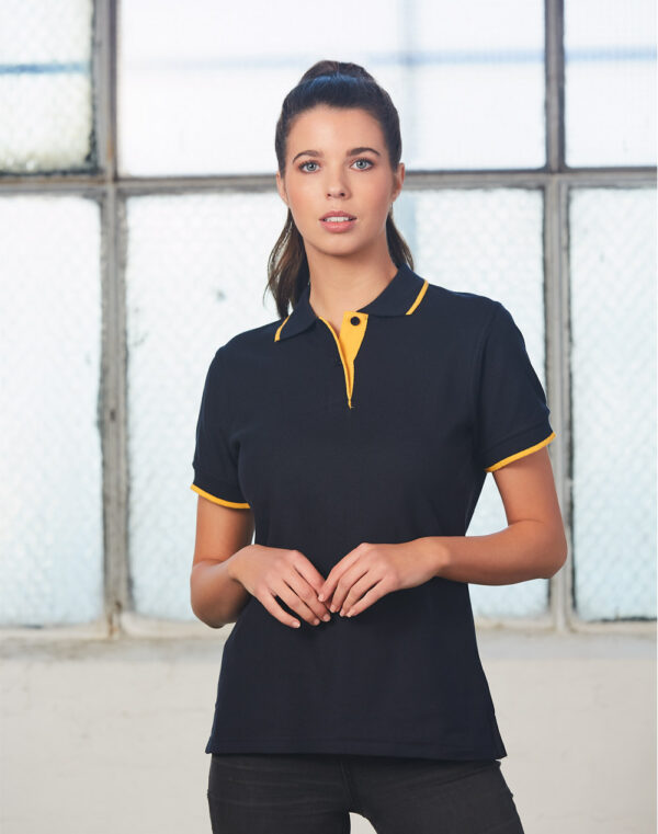 PS48A Ladies Poly/Cotton Contrast Pique Short Sleeve Polo
