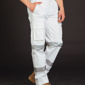 WP18HV Mens White Safety pants with Biomotion Tape Configuration