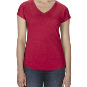 6750VL-Womens-Tri-Blend-V-Neck-Tee-Heather-Red