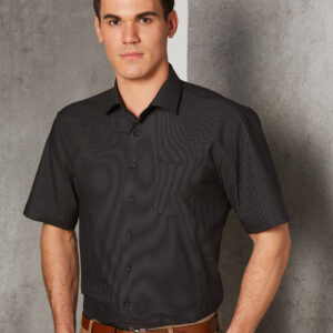 M7400S – Mens Dot Jacquard Stretch Short Sleeve Ascot Shirt