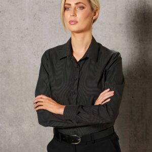 M8400L – Ladies Dot Jacquard Stretch Long Sleeve Ascot Shirt